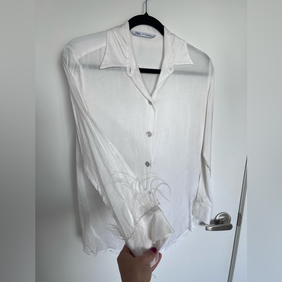 Zara chemise blanche plumes - Picture 1 of 5
